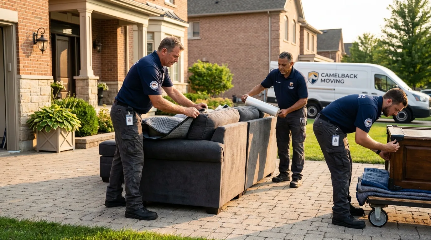 Large estate moving crew wrapping furniture in Medford, WI