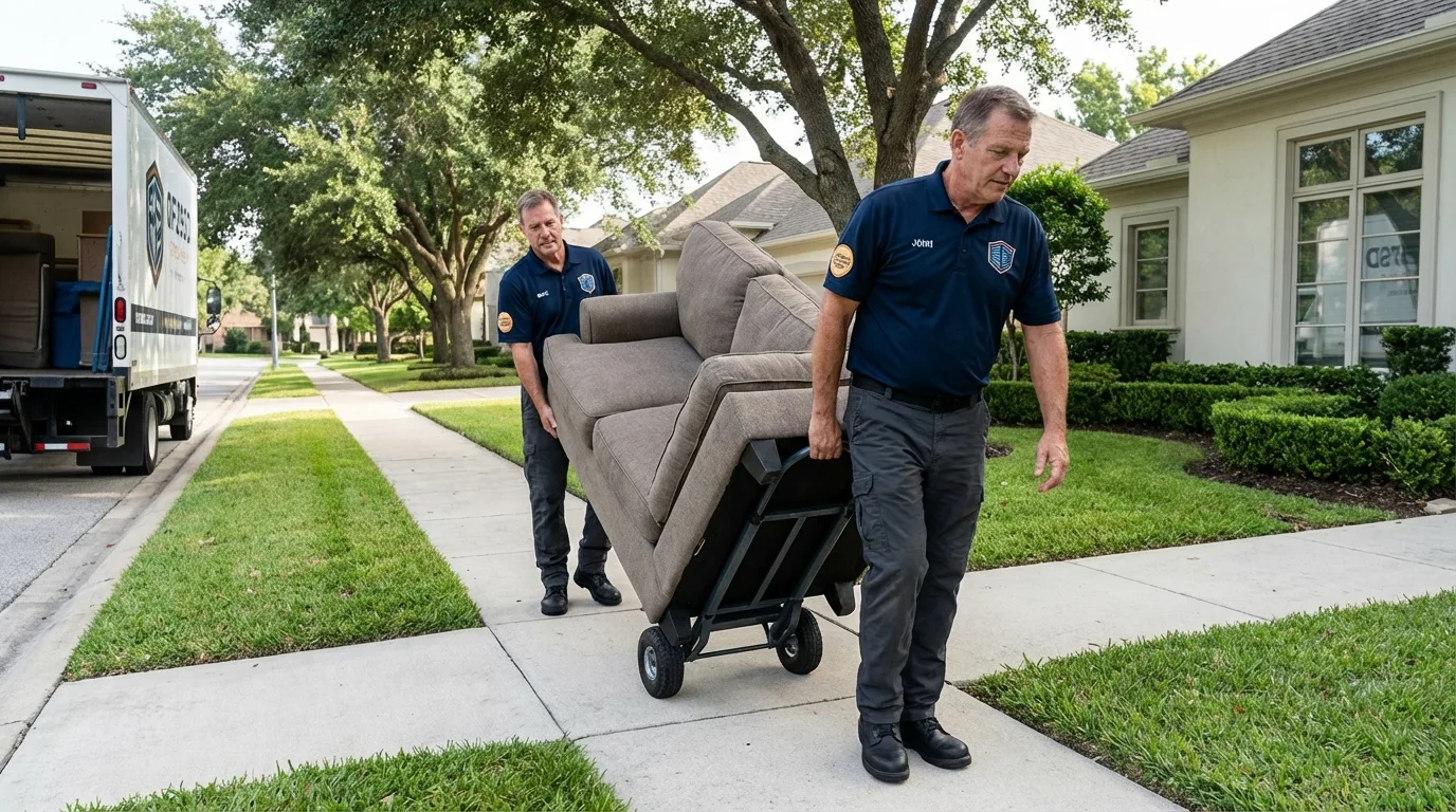 Local residential moving crew loading furniture in Medford, WI